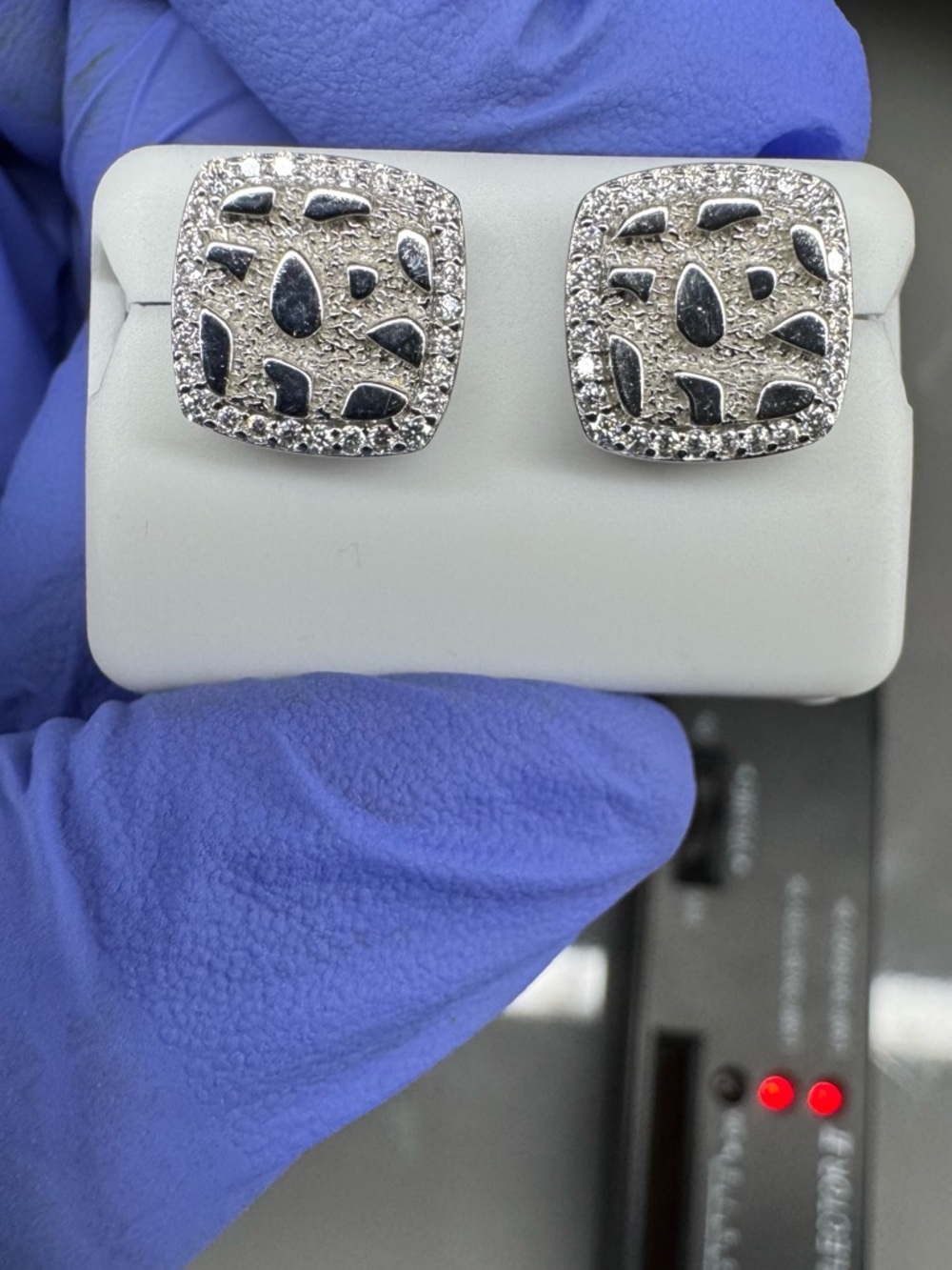 925 Sterling Silver With Rhodium Finish Moissanite Nugget Earring 1.50 CTW